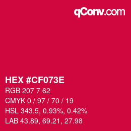 Color code: HEX #CF073E | qconv.com