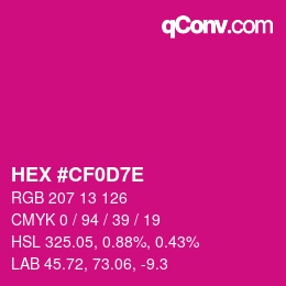 Color code: HEX #CF0D7E | qconv.com