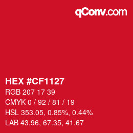 Farbcode: HEX #CF1127 | qconv.com
