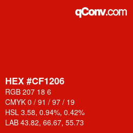 カラーコード: HEX #CF1206 | qconv.com