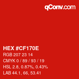 Color code: HEX #CF170E | qconv.com