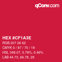 Color code: HEX #CF1A3E | qconv.com