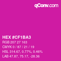 カラーコード: HEX #CF1BA3 | qconv.com