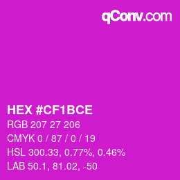 Color code: HEX #CF1BCE | qconv.com
