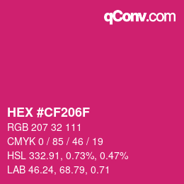 カラーコード: HEX #CF206F | qconv.com