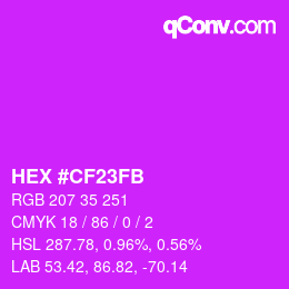 颜色代码: HEX #CF23FB | qconv.com