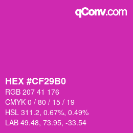 カラーコード: HEX #CF29B0 | qconv.com