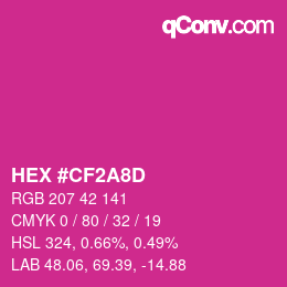 カラーコード: HEX #CF2A8D | qconv.com