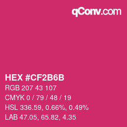 颜色代码: HEX #CF2B6B | qconv.com
