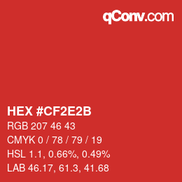 颜色代码: HEX #CF2E2B | qconv.com