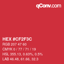 Color code: HEX #CF2F3C | qconv.com