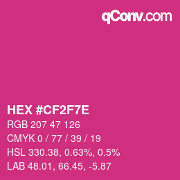カラーコード: HEX #CF2F7E | qconv.com