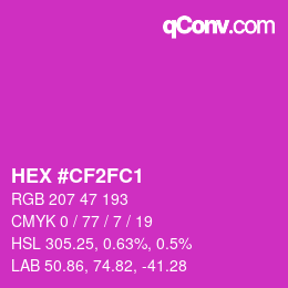 カラーコード: HEX #CF2FC1 | qconv.com