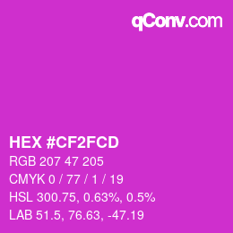 Color code: HEX #CF2FCD | qconv.com