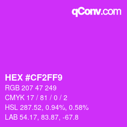 Color code: HEX #CF2FF9 | qconv.com