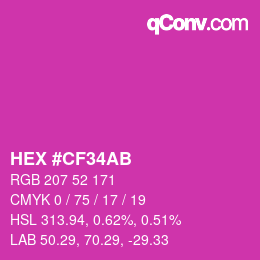 Color code: HEX #CF34AB | qconv.com