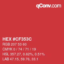 Color code: HEX #CF353C | qconv.com