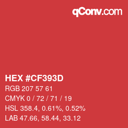 颜色代码: HEX #CF393D | qconv.com