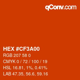 Color code: HEX #CF3A00 | qconv.com