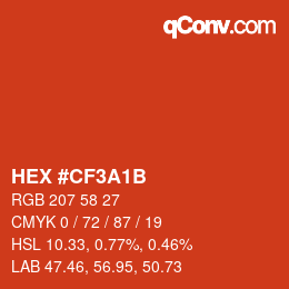 Color code: HEX #CF3A1B | qconv.com