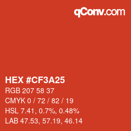 Color code: HEX #CF3A25 | qconv.com