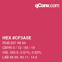 颜色代码: HEX #CF3A5E | qconv.com