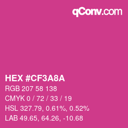 カラーコード: HEX #CF3A8A | qconv.com