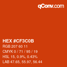 カラーコード: HEX #CF3C0B | qconv.com