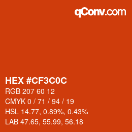 カラーコード: HEX #CF3C0C | qconv.com
