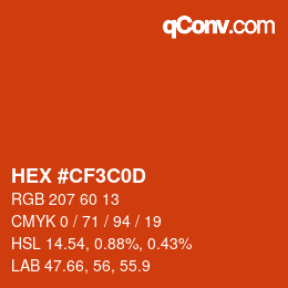 カラーコード: HEX #CF3C0D | qconv.com