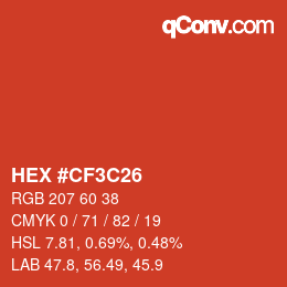 Color code: HEX #CF3C26 | qconv.com