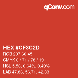 カラーコード: HEX #CF3C2D | qconv.com