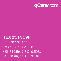カラーコード: HEX #CF3C9F | qconv.com