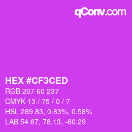 Color code: HEX #CF3CED | qconv.com