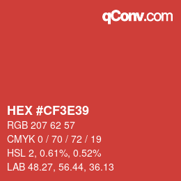 Color code: HEX #CF3E39 | qconv.com