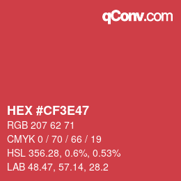 Color code: HEX #CF3E47 | qconv.com