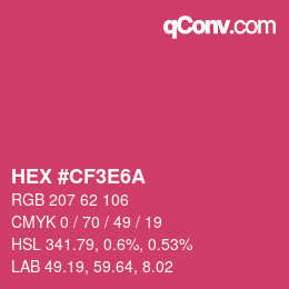 Color code: HEX #CF3E6A | qconv.com