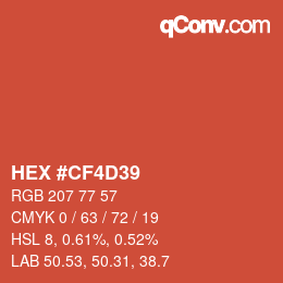 カラーコード: HEX #CF4D39 | qconv.com
