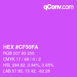 Color code: HEX #CF50FA | qconv.com