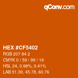 Farbcode: HEX #CF5402 | qconv.com