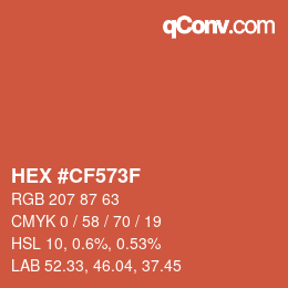 カラーコード: HEX #CF573F | qconv.com