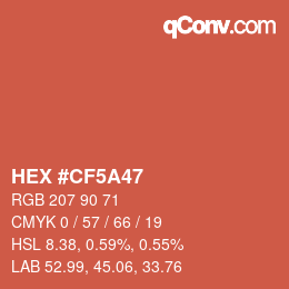カラーコード: HEX #CF5A47 | qconv.com