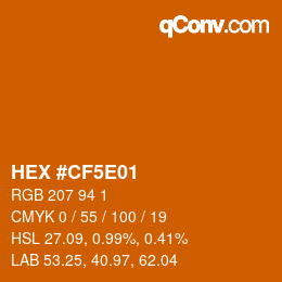 カラーコード: HEX #CF5E01 | qconv.com