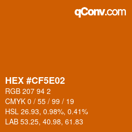 Farbcode: HEX #CF5E02 | qconv.com