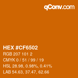Farbcode: HEX #CF6502 | qconv.com