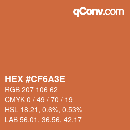 Color code: HEX #CF6A3E | qconv.com