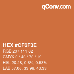 Color code: HEX #CF6F3E | qconv.com