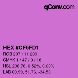 カラーコード: HEX #CF6FD1 | qconv.com