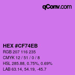 Color code: HEX #CF74EB | qconv.com