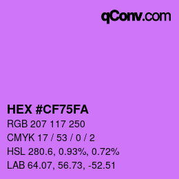 Color code: HEX #CF75FA | qconv.com